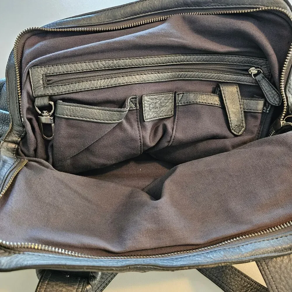 Cole Haan Metallic Silver Pewter Leather Satchel Shoulder Bag